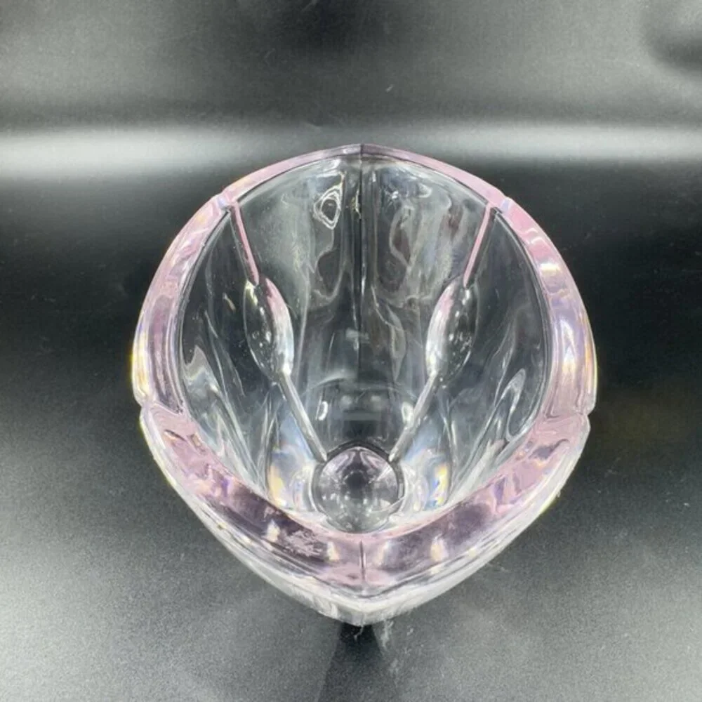 Lenox Cut Crystal Pink Tint Gift Of Knowledge Oval Dish Bowl Vintage Signed‎ VTG
